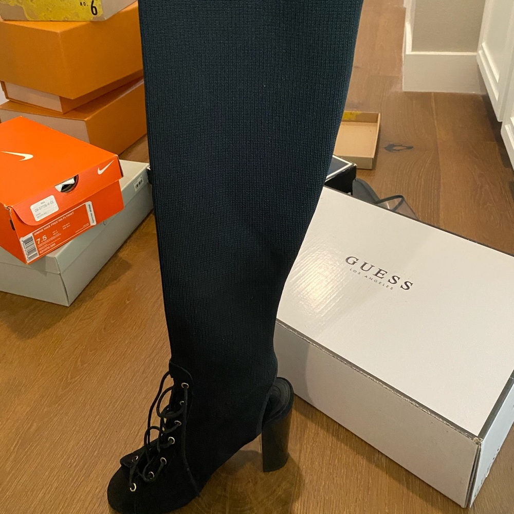 Over the knee peep toe boots